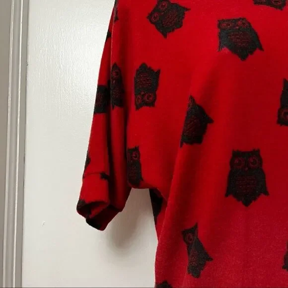 OWL SWEATER SHORT SLEEVE TOP! Size M BNWT - Picture 3 of 9